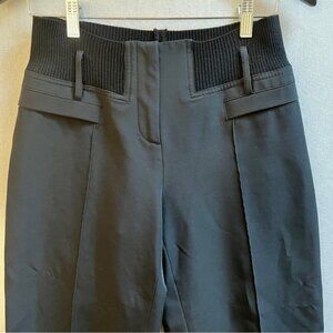 M Siamo Solid Black Ribbed Knit Waist Straight Leg Trouser Pants Sz 6